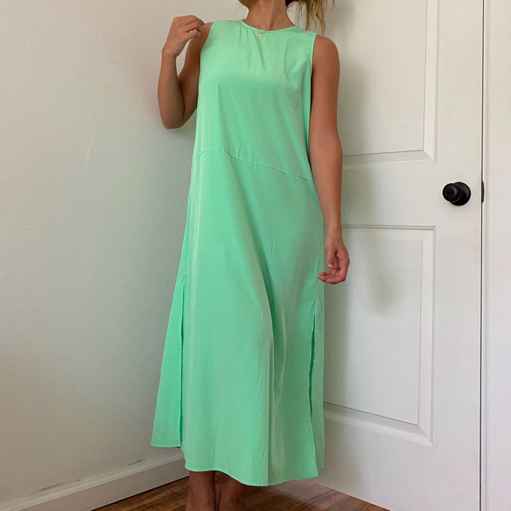 JCREW lime green midi dress